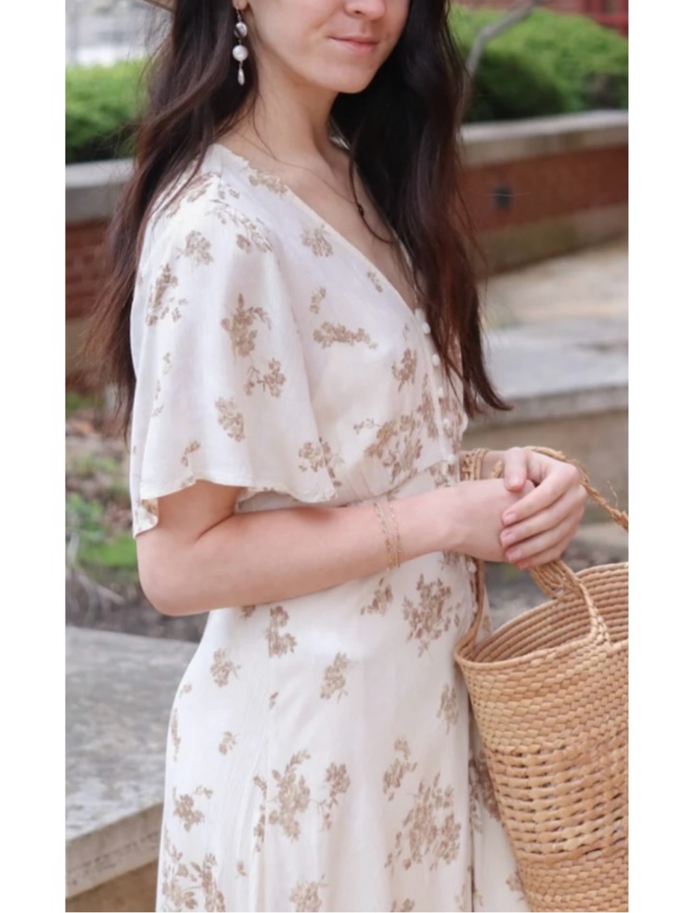 Neuflora Button Front Floral Midi Dress Small